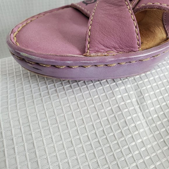Born Handcrafted Footwear Size 8/39 Leather Wedge Sandals Heels Straps Purple - Picture 7 of 16